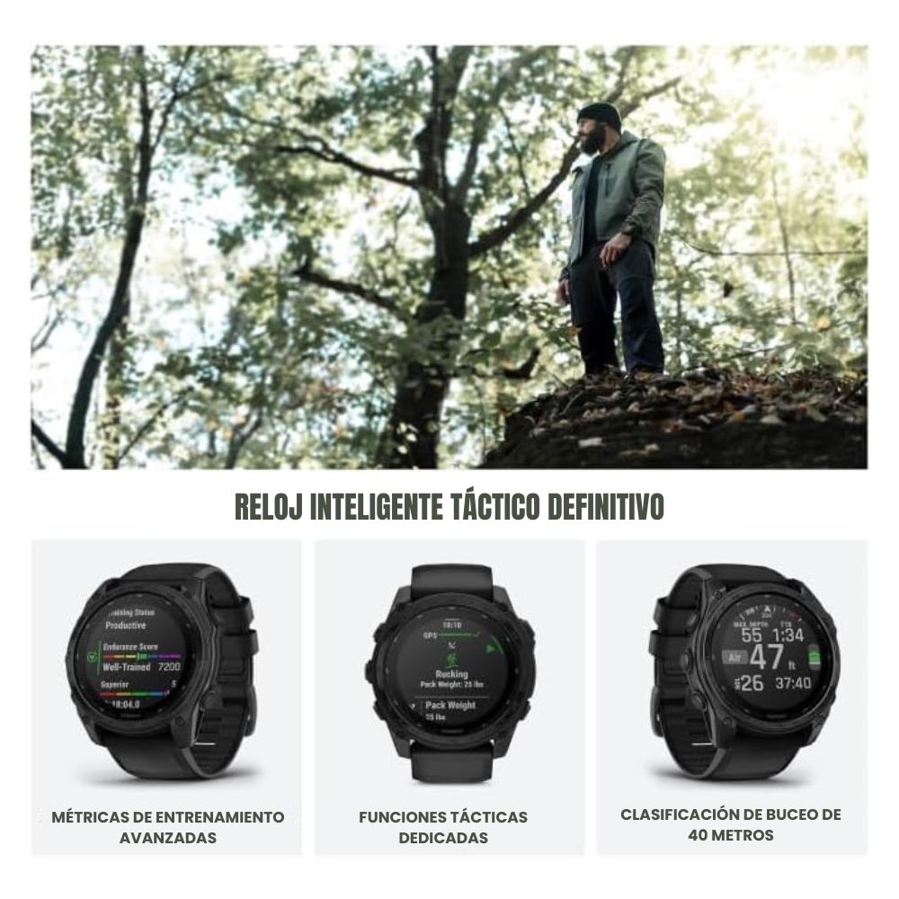 Reloj Táctico Premium con GPS - Garmin Tactix 8 Solar