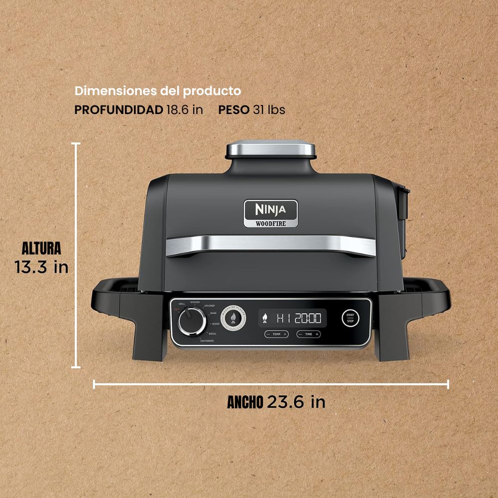 Parrilla 7 en 1 + Ahumador + Freidora de Aire - Ninja Woodfire OG701