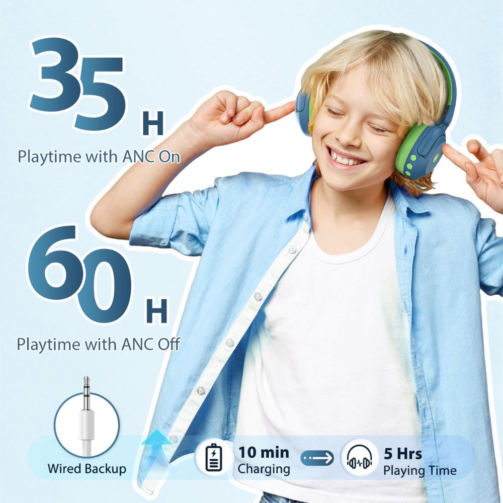 iClever BTH20 – Auriculares con Cancelación Activa de Ruido (ANC) para Niños |
