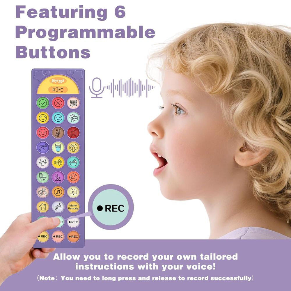 Joyreal Dispositivo AAC para Autismo | 23 Mensajes Preinstalados + 6 Botones Personalizables | Herramienta de Comunicación No Verbal 🧩✨