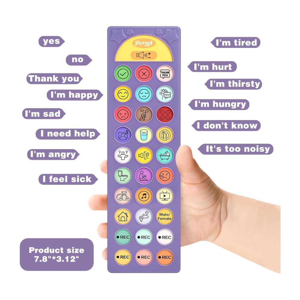 Joyreal Dispositivo AAC para Autismo | 23 Mensajes Preinstalados + 6 Botones Personalizables | Herramienta de Comunicación No Verbal 🧩✨