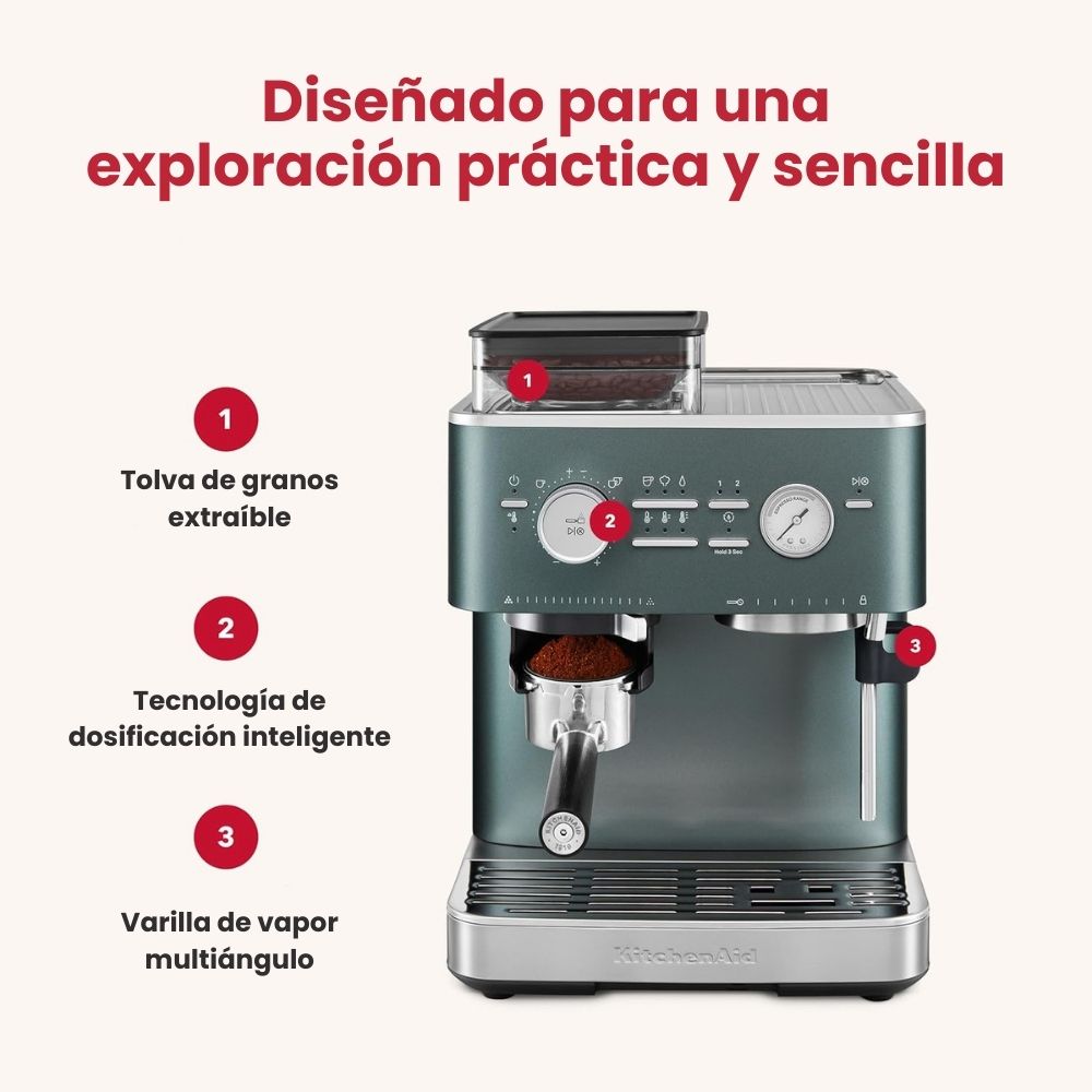 Máquina de Café Espresso Semiautomática con molinillo de rebabas - KitchenAid