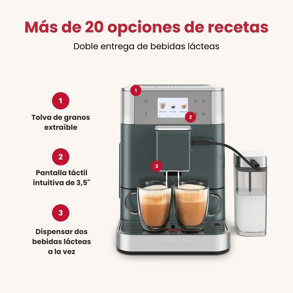 Máquina de Café Espresso Automática KF7 con Espumador de Leche | Color Juniper - KitchenAid
