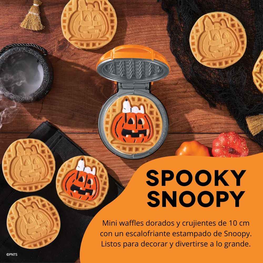Dash x Snoopy Mini Waflera Jack-o'-Lantern – Crea Gofres de Calabaza con Snoopy