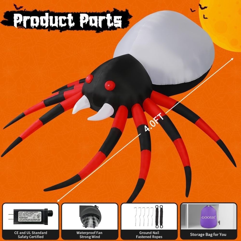 Araña Inflable de Halloween | Decoración para Exteriores | GOOSH 🕷️