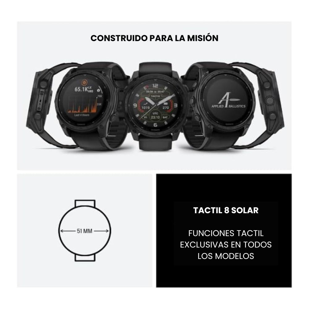 Reloj Táctico Premium con GPS - Garmin Tactix 8 Solar