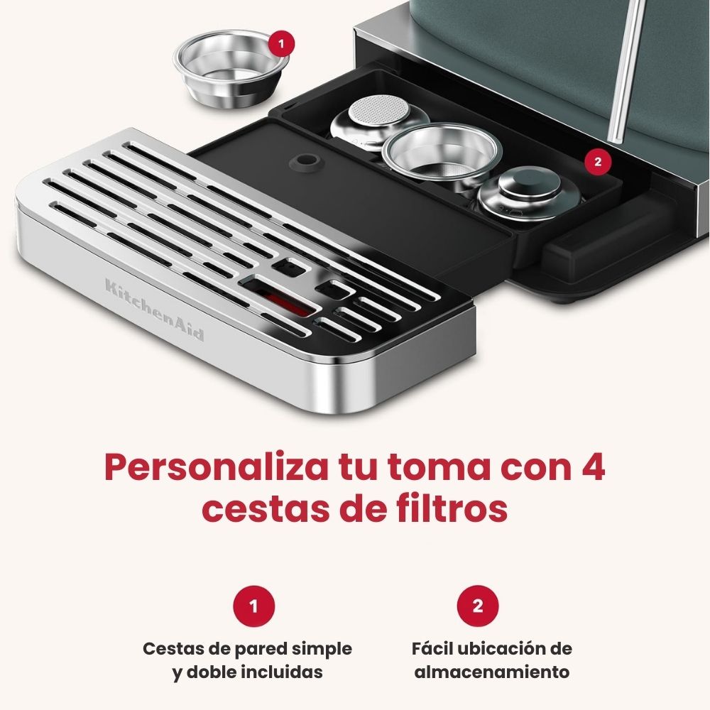 Máquina de Café Espresso Semiautomática con molinillo de rebabas - KitchenAid