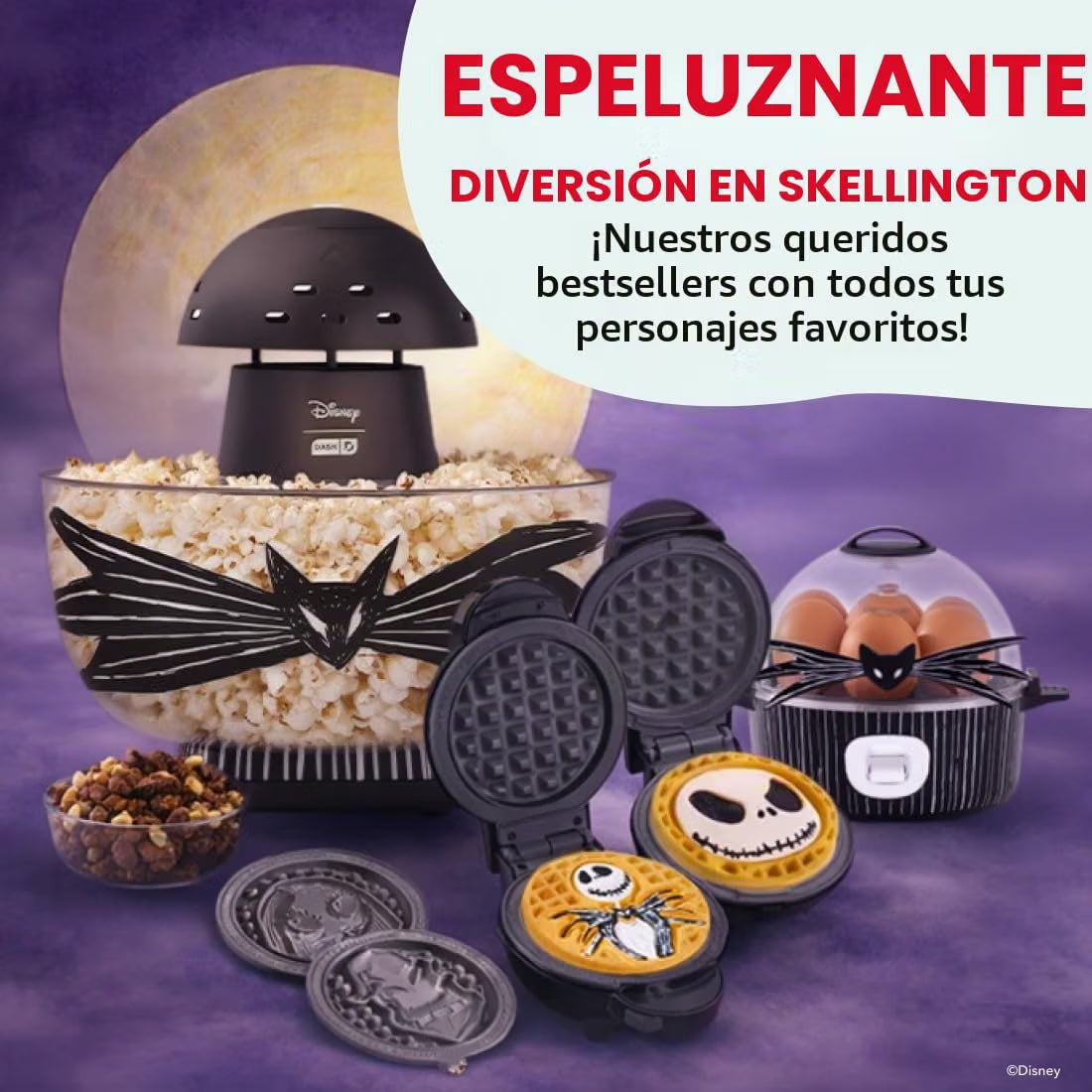 Mini Waflera con Figuras de Jack, Sally y Oogie Boogie | Mini Wafles - Dash Nightmare Before Christmas MultiMaker