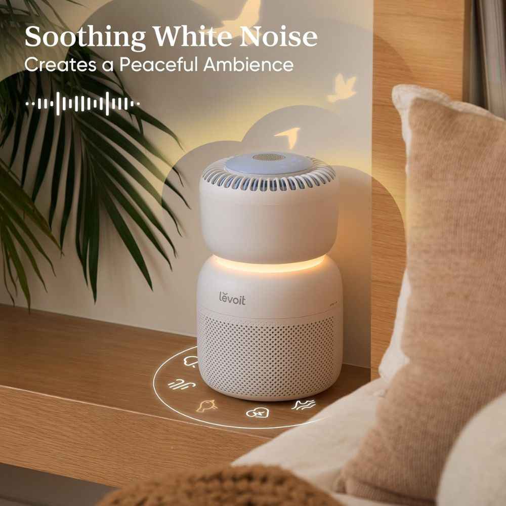 LEVOIT – Purificador de Aire para Habitación de Bebés | Máquina de Ruido Blanco + Luz Nocturna