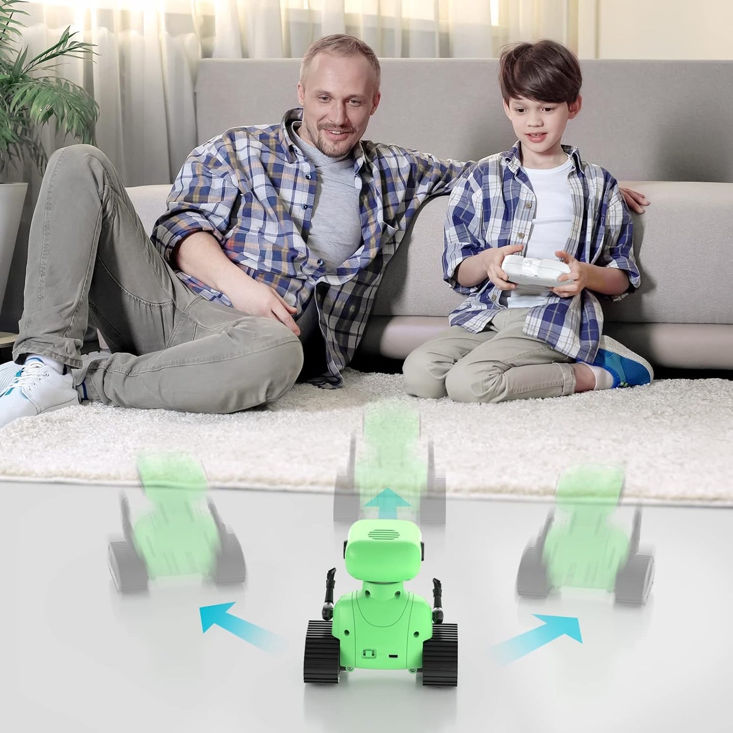 Juguete robot, robot RC recargable para niños y niñas, juguete de control remoto con música y ojos LED - ALLCELE