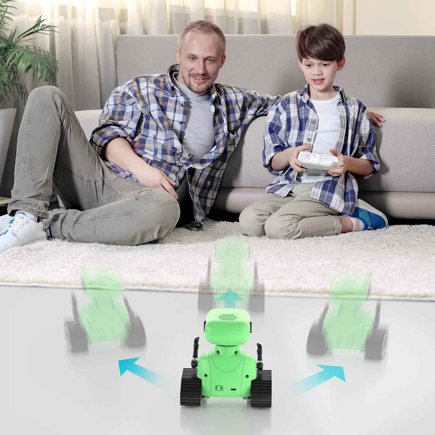 Juguete robot, robot RC recargable para niños y niñas, juguete de control remoto con música y ojos LED - ALLCELE