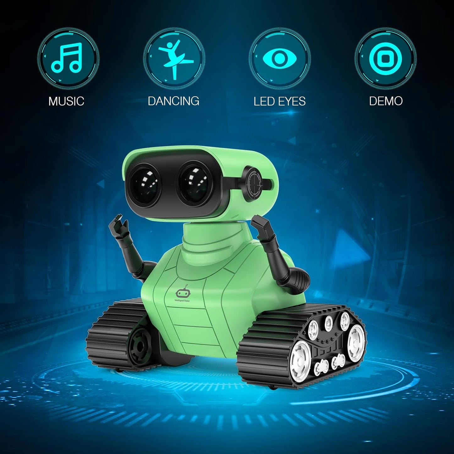 Juguete robot, robot RC recargable para niños y niñas, juguete de control remoto con música y ojos LED - ALLCELE