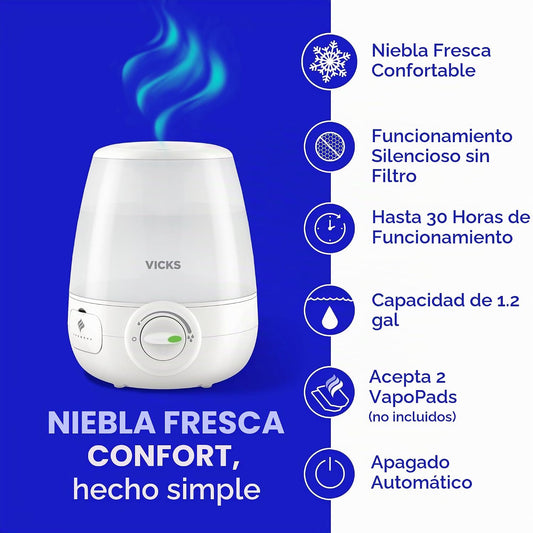 Humidificador Ultrasónico de Niebla Fría - Vicks