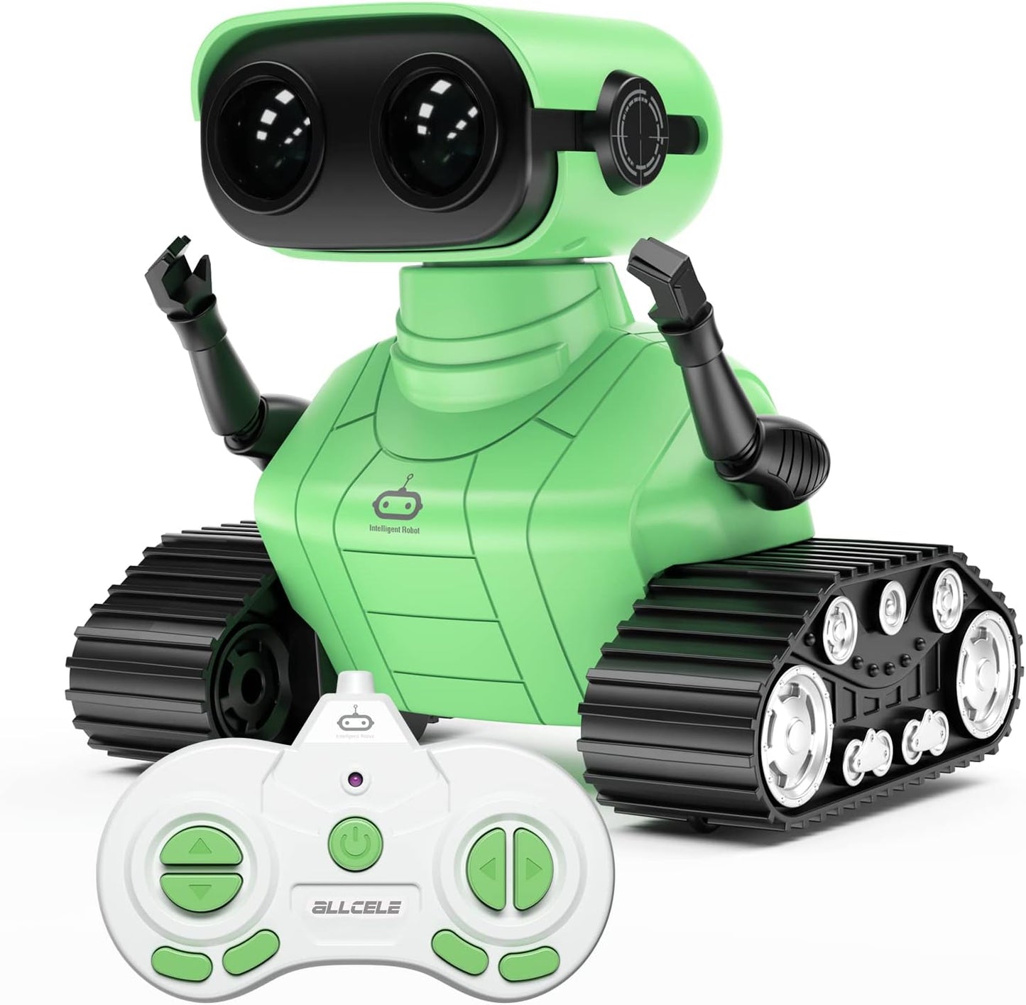 Juguete robot, robot RC recargable para niños y niñas, juguete de control remoto con música y ojos LED - ALLCELE