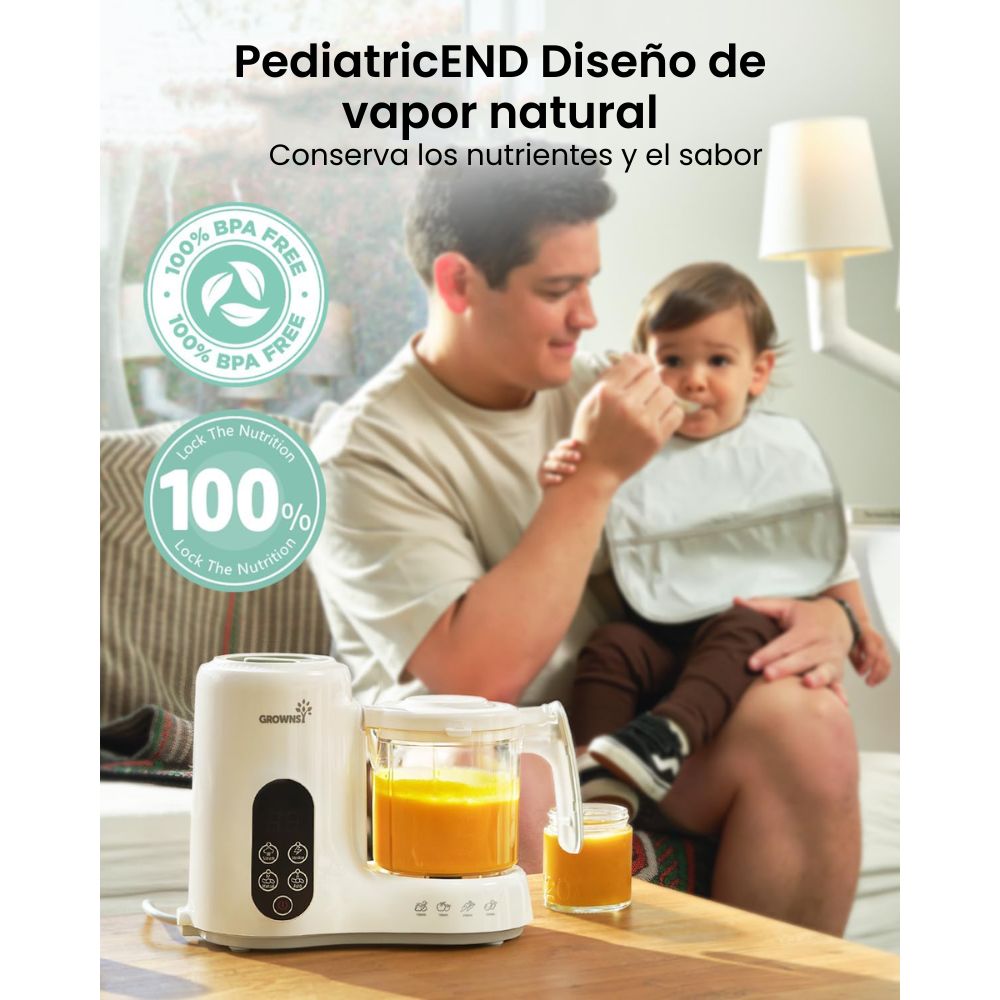 GROWNSY Máquina de Alimentos para Bebés | Cocción al Vapor + Mezcla en 1 Paso | Esterilizador Integrado