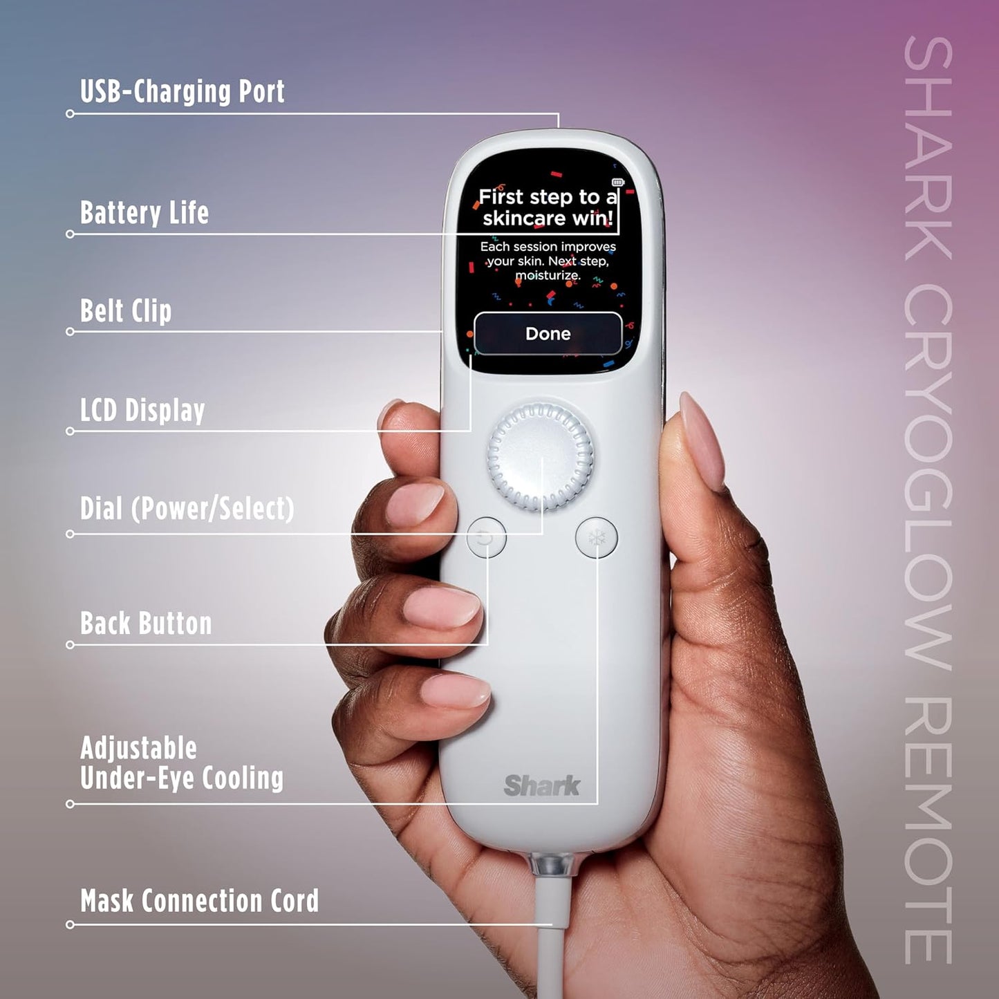 Shark CryoGlow – Mascarilla Facial LED con efecto refrescante para la zona debajo de los ojos | Terapia de Luz Roja/Azul/Infrarroja