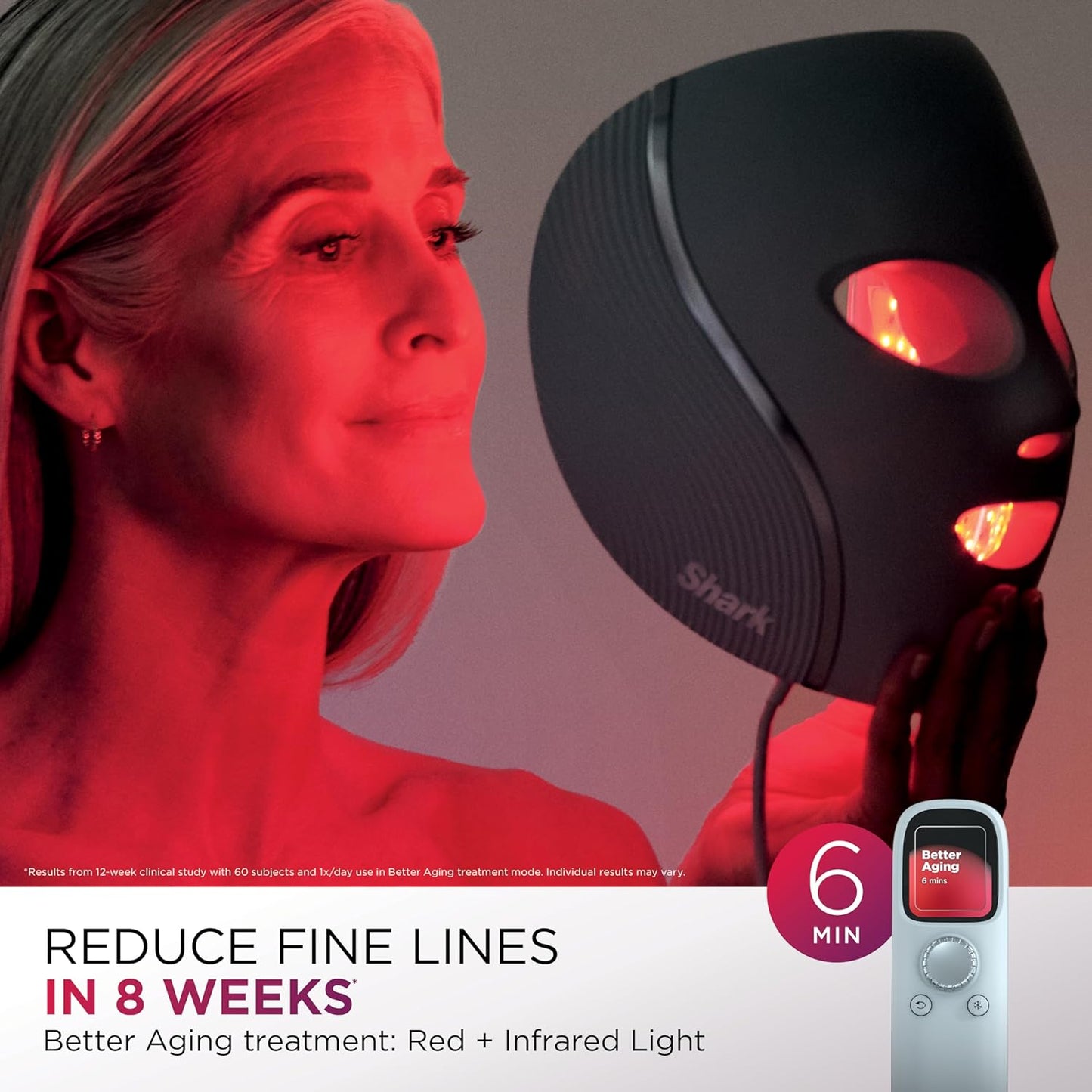Shark CryoGlow – Mascarilla Facial LED con efecto refrescante para la zona debajo de los ojos | Terapia de Luz Roja/Azul/Infrarroja