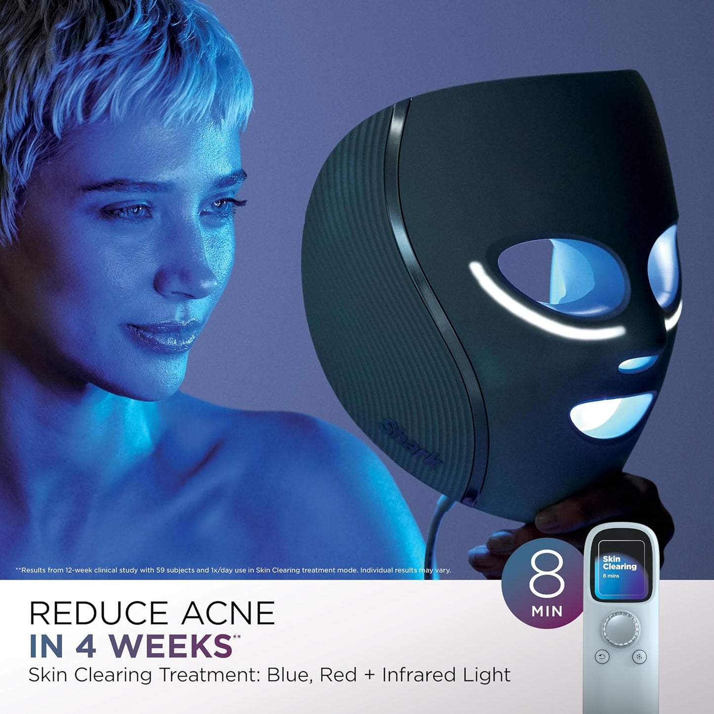 Shark CryoGlow – Mascarilla Facial LED con efecto refrescante para la zona debajo de los ojos | Terapia de Luz Roja/Azul/Infrarroja