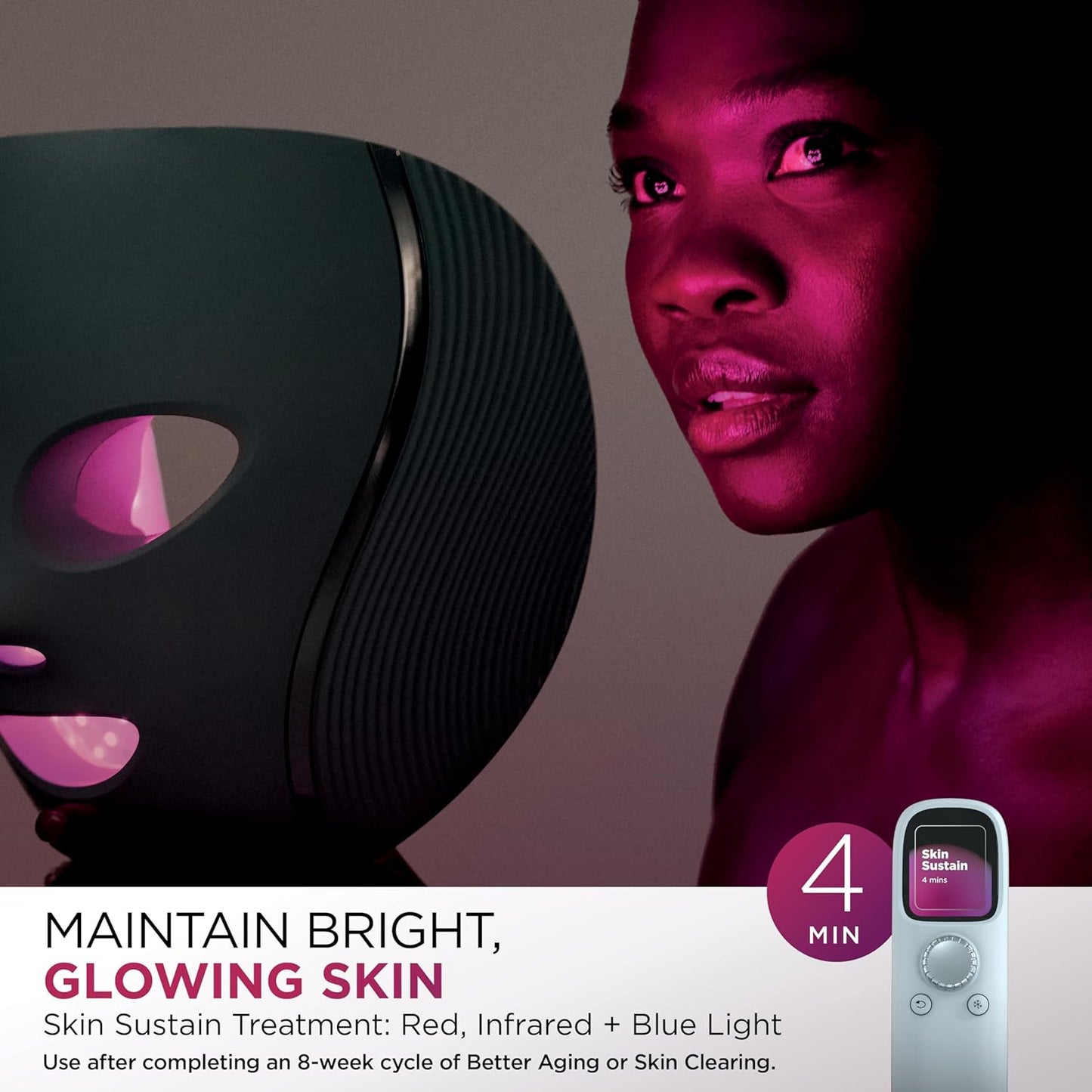 Shark CryoGlow – Mascarilla Facial LED con efecto refrescante para la zona debajo de los ojos | Terapia de Luz Roja/Azul/Infrarroja