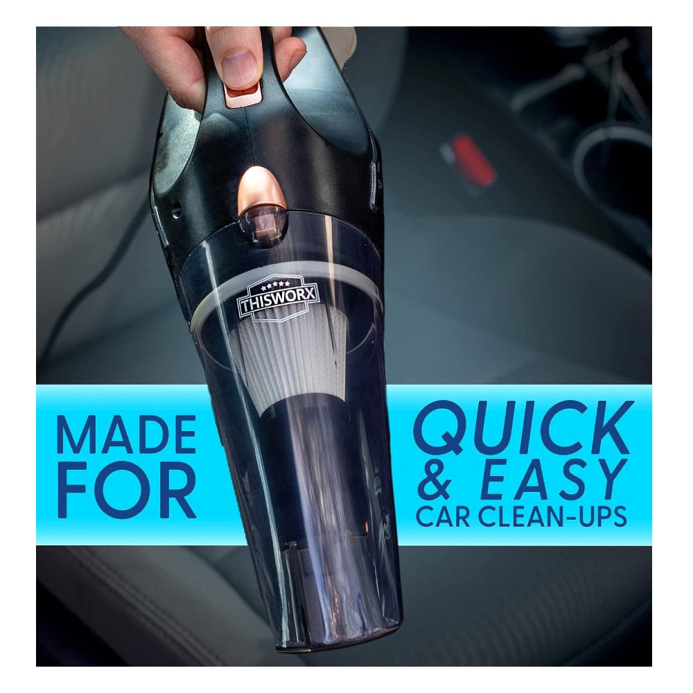 Aspiradora de coche ThisWorx, accesorios de coche – Pequeña aspiradora portátil de mano de alta potencia de 12 V con accesorios