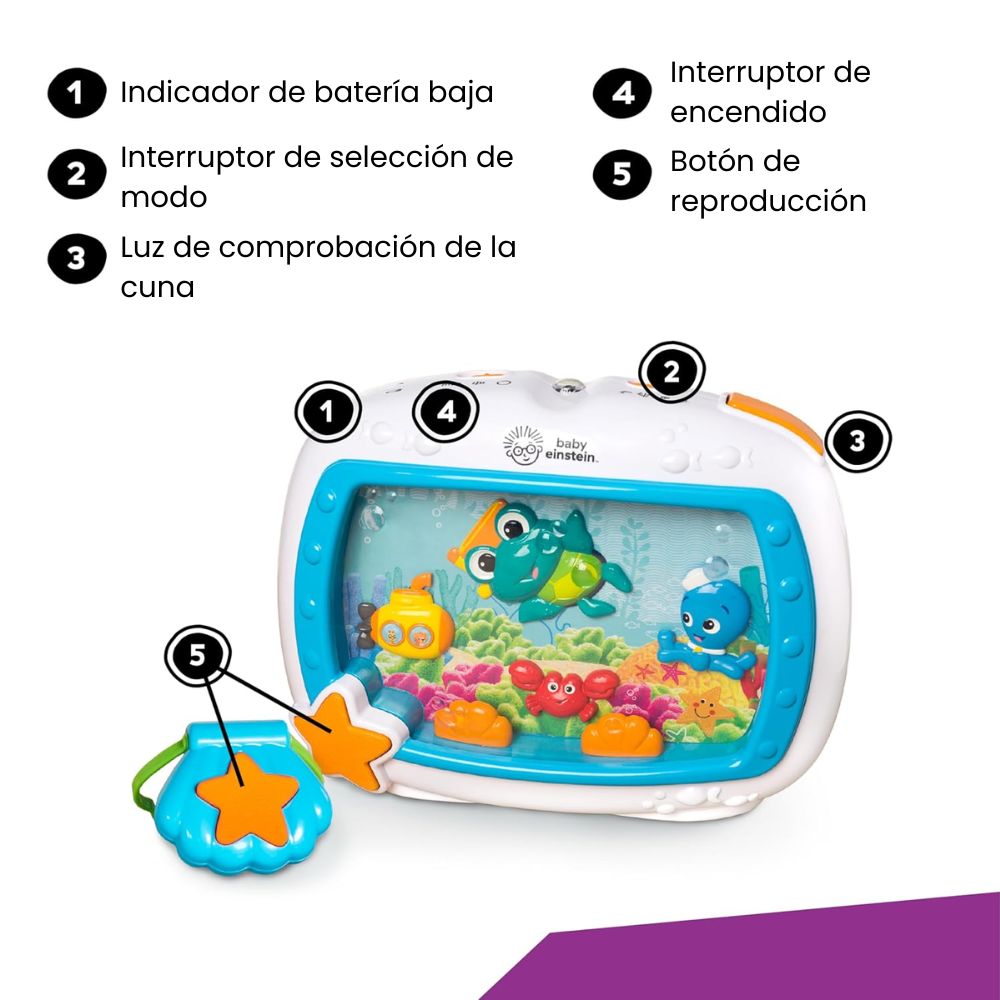 Baby Einstein Sea Dreams - Juguete calmante con control remoto para recién nacidos | Luces Suaves + Melodías | Control Remoto