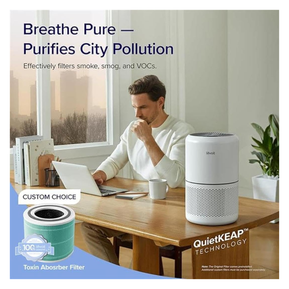 COMBO LEVOIT - Purificador de aire para alergias en el hogar Core300-P + Filtro de Repuesto