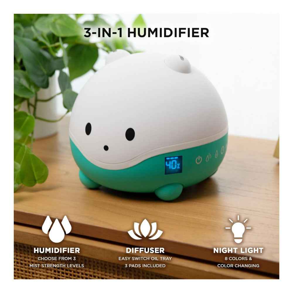 Little Hippo WISPI - Humidificador 3 en 1, difusor y luz nocturna para bebé/niños