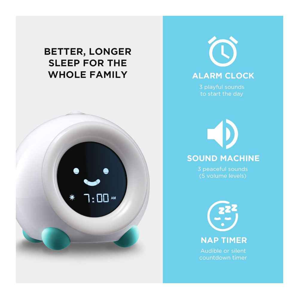 Entrenador de sueño para niños, luz nocturna, máquina de sonido y reloj despertador - LittleHippo Mella