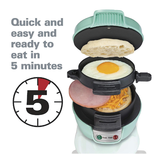 Hamilton Beach Sandwichera de desayuno con anillo de cocción de huevos