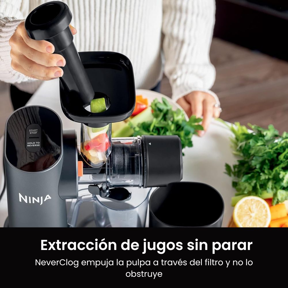 Exprimidor Ninja NeverClog | Extractor de Prensa Fría | Control de Pulpa | Fácil de Limpiar