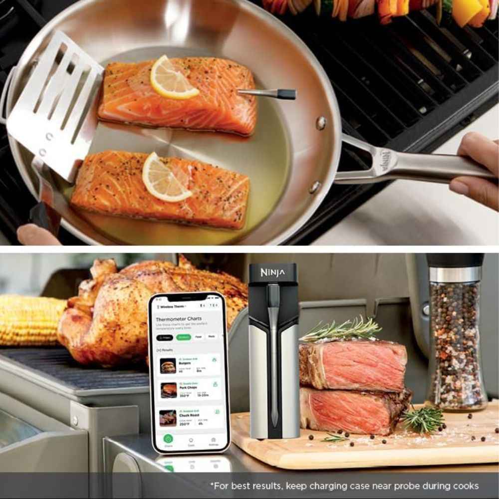 Termómetro Inalámbrico Ninja ProChef | Sonda Bluetooth de Largo Alcance | Para Parrilla, Horno y Freidora de Aire