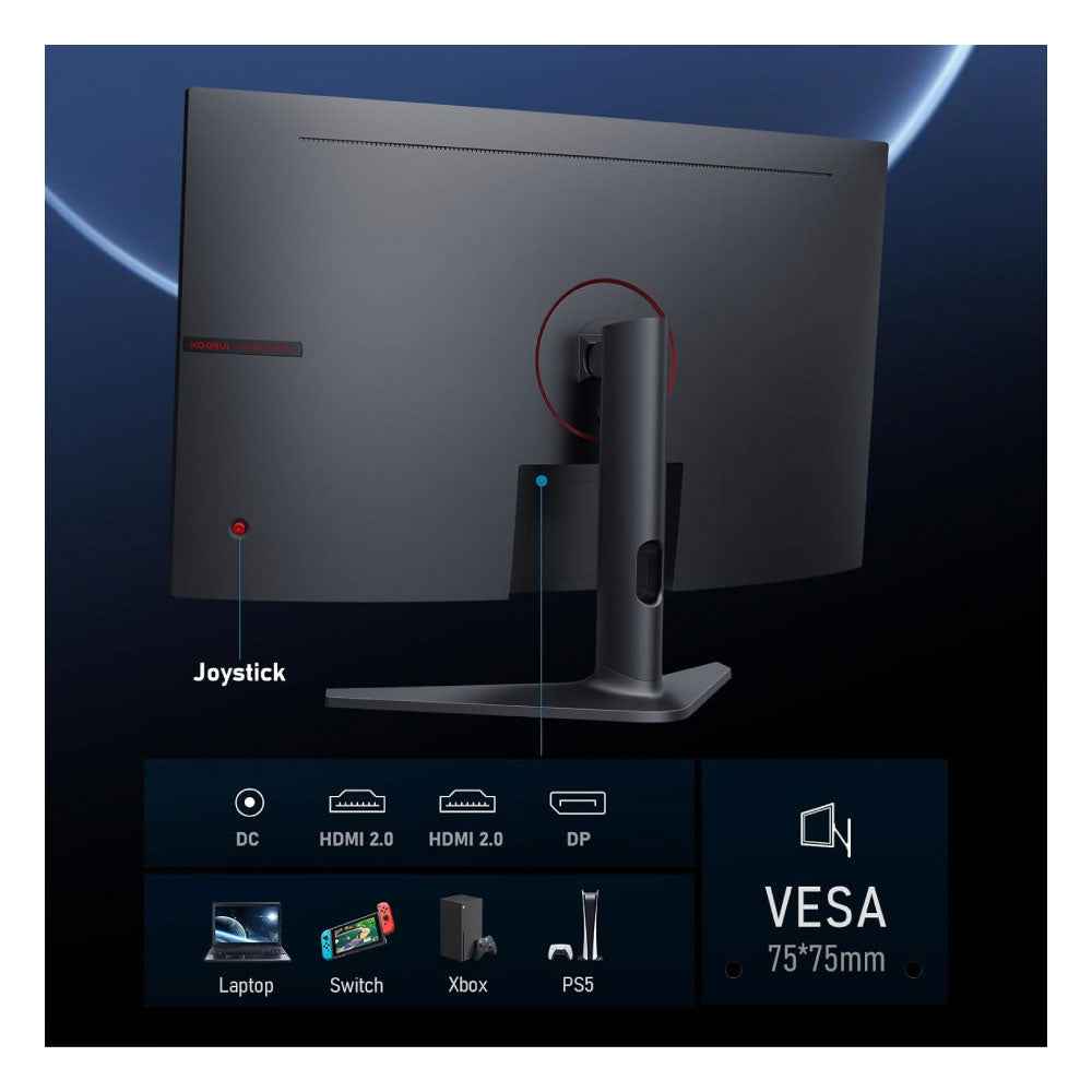 Monitor curvo para juegos de 32 pulgadas - QHD (2560 x 1440) pantalla 2K - KOORUI
