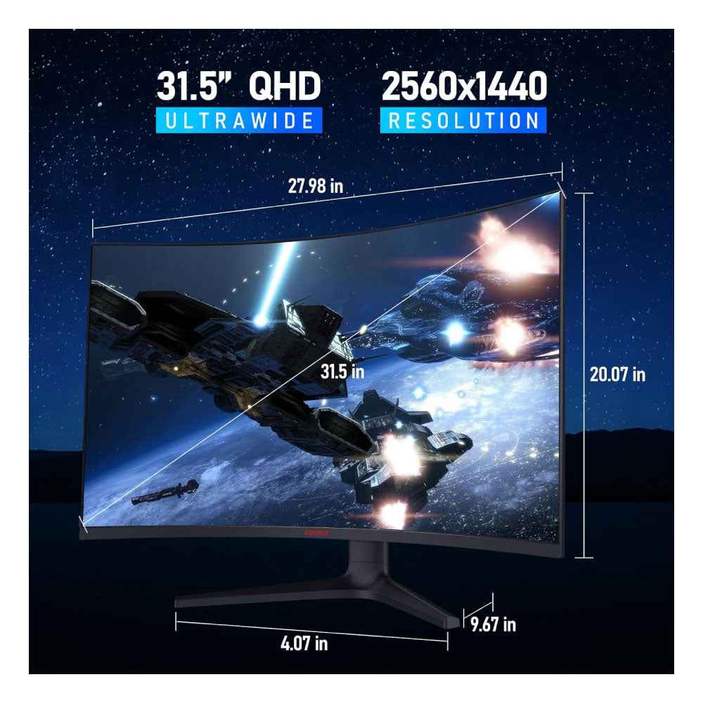 Monitor curvo para juegos de 32 pulgadas - QHD (2560 x 1440) pantalla 2K - KOORUI