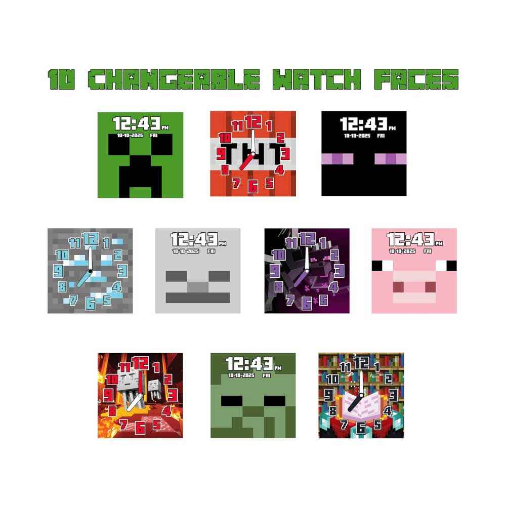 Reloj inteligente con pantalla táctil para niños - Accutime Microsoft Minecraft Green