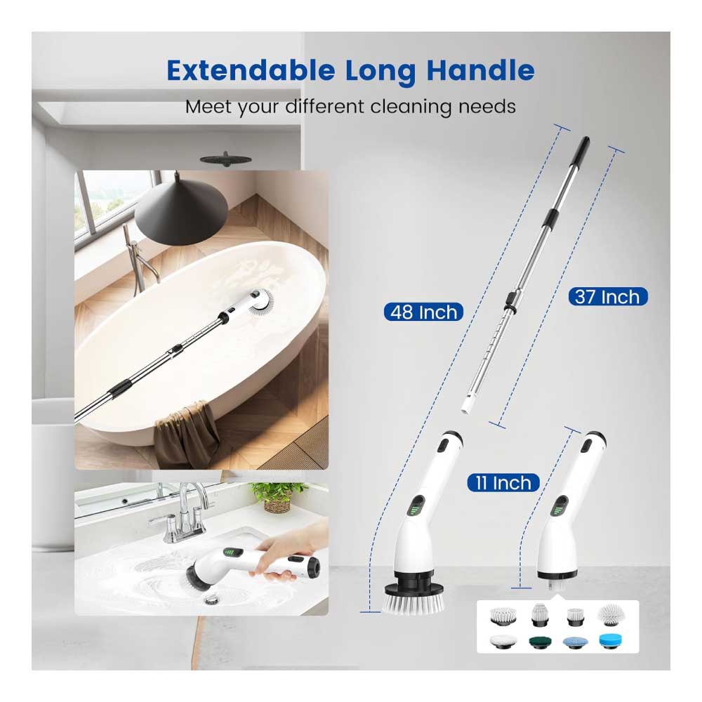 Cepillo eléctrico giratorio impermeable, inalámbrico, con 4 cabezales de cepillo reemplazables - Keimi