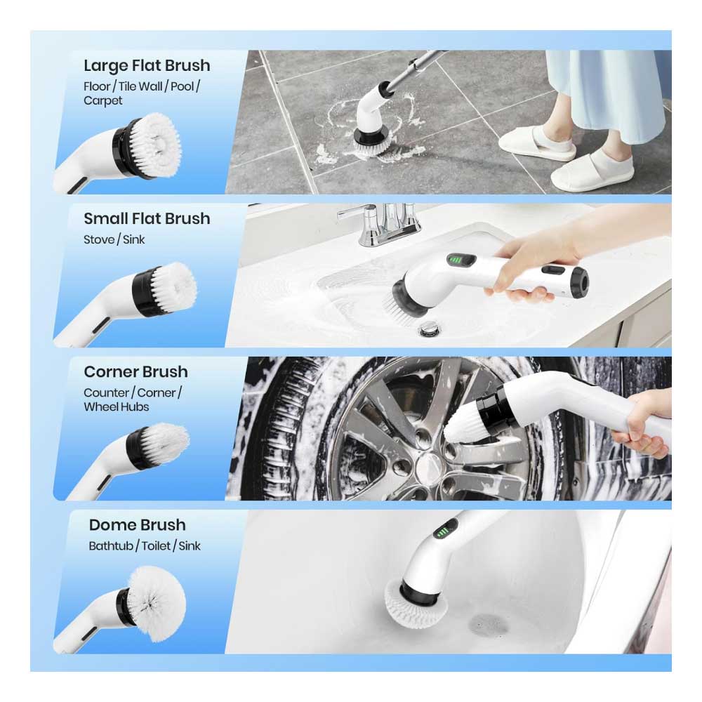 Cepillo eléctrico giratorio impermeable, inalámbrico, con 4 cabezales de cepillo reemplazables - Keimi