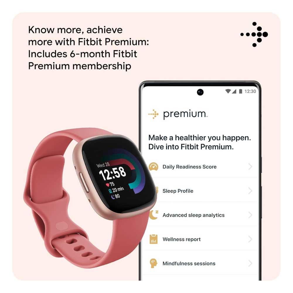Reloj inteligente con preparación diaria, GPS, frecuencia cardíaca 24/7 - Fitbit Versa 4 Fitness