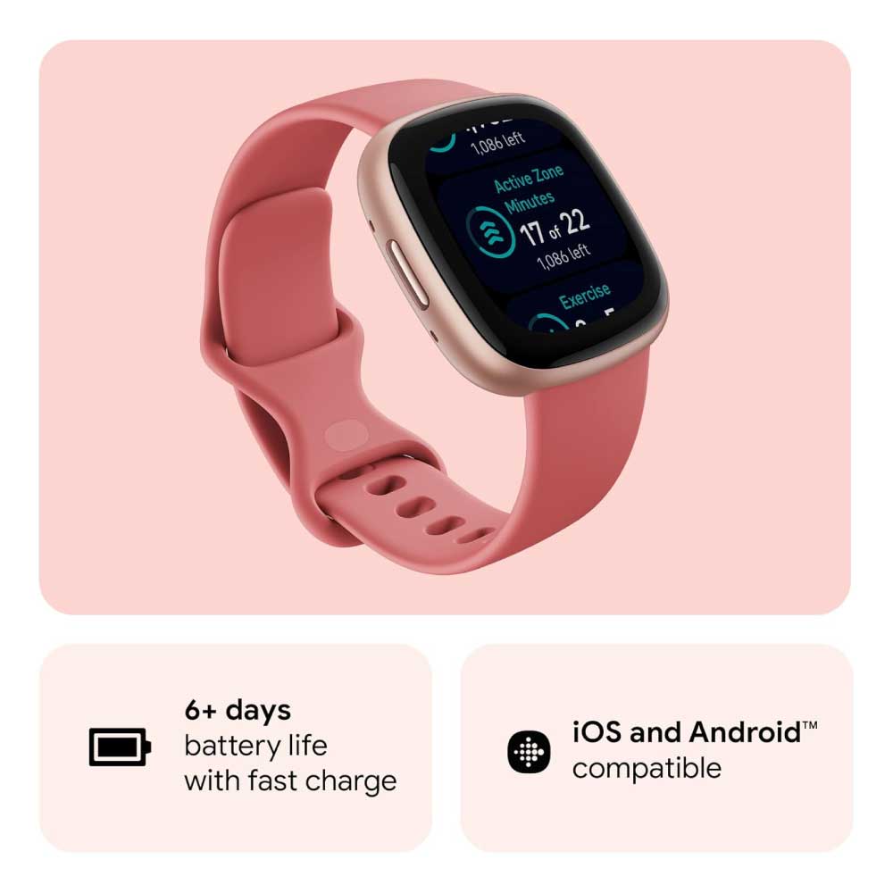 Reloj inteligente con preparación diaria, GPS, frecuencia cardíaca 24/7 - Fitbit Versa 4 Fitness