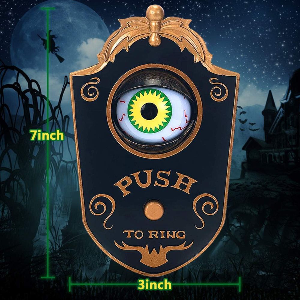 Timbre Embrujado con Globo Ocular Animado – Decoración de Halloween | Ideal para Puertas y Casas Encantadas 🎃👻
