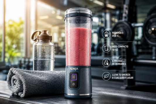 Licuadora portátil Ninja Blast 18oz en ambiente de gimnasio