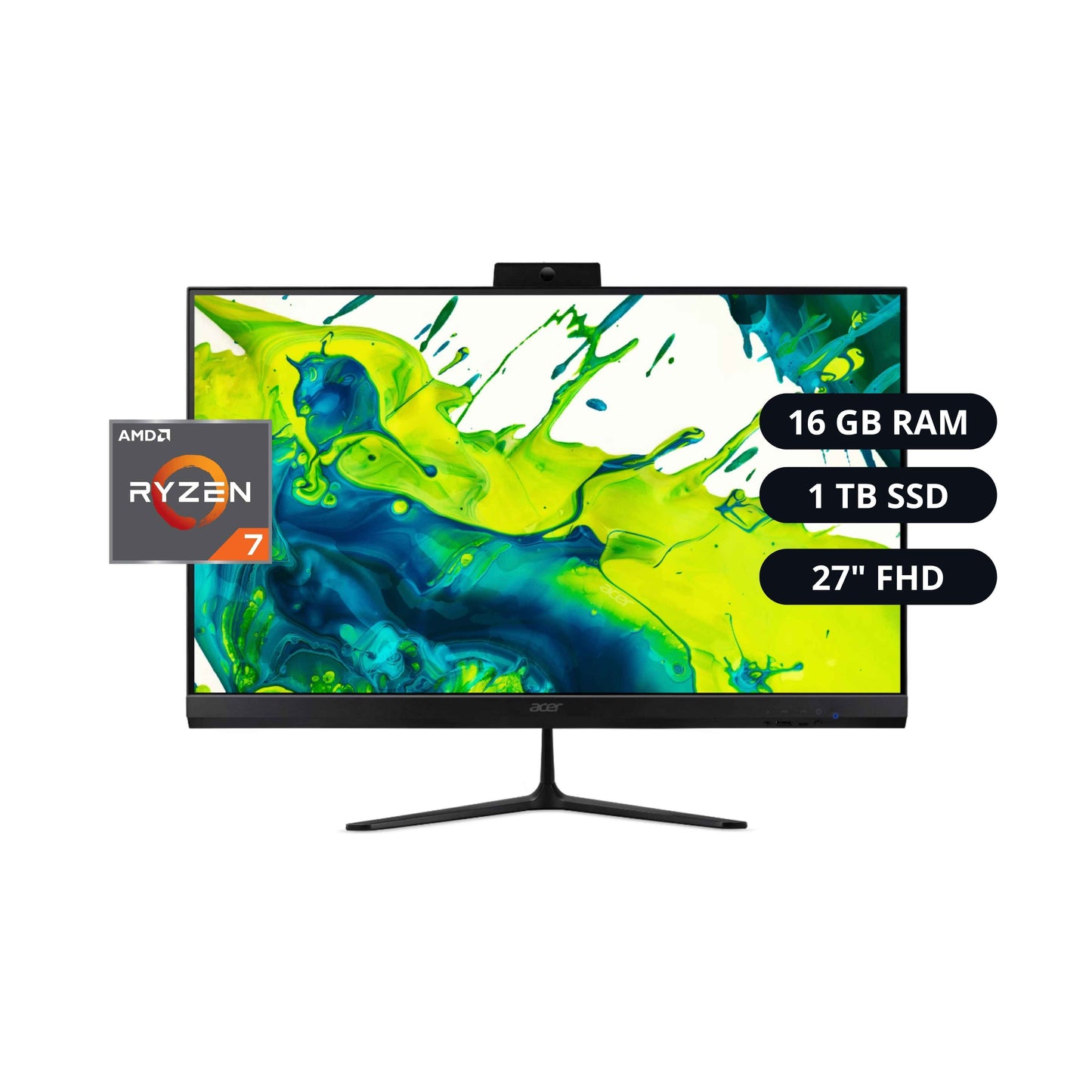 Todo en Uno Acer Aspire C27-2G-UR17 - 27" 120Hz, AMD Ryzen 7, 16GB RAM, 1TB SSD, Windows 11