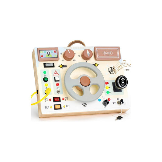 Joyreal Tablero de Actividades con Volante y Luces LED | Juguete Sensorial Montessori para Niños 1-3 Años |