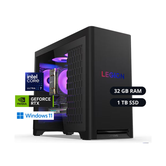 Lenovo Legion 90YA003GUS - Torre Gaming, Intel Core Ultra 7, RTX 5060Ti 8GB, 32GB RAM, 1TB SSD, Windows 11
