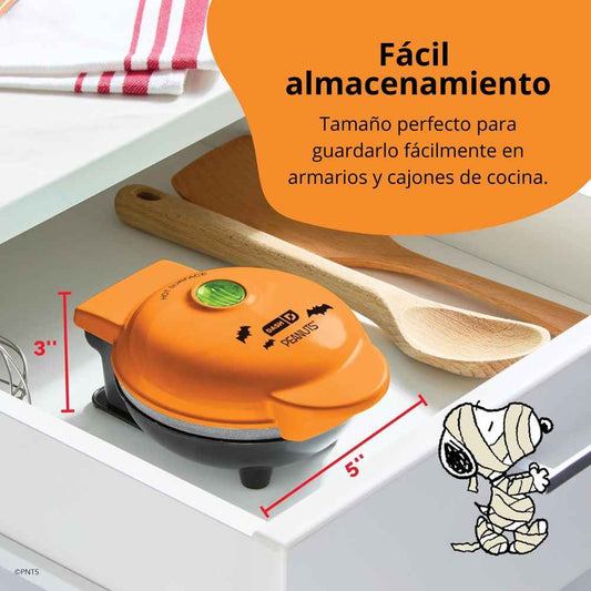 Dash x Snoopy Mini Waflera Jack-o'-Lantern – Crea Gofres de Calabaza con Snoopy
