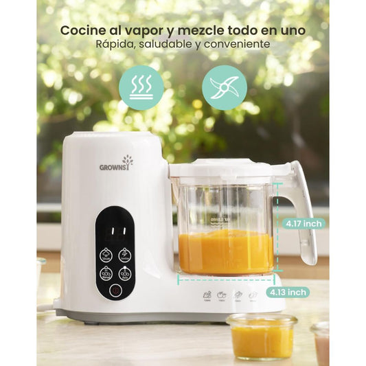 GROWNSY Máquina de Alimentos para Bebés | Cocción al Vapor + Mezcla en 1 Paso | Esterilizador Integrado