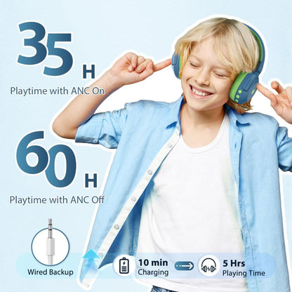 iClever BTH20 – Auriculares con Cancelación Activa de Ruido (ANC) para Niños |