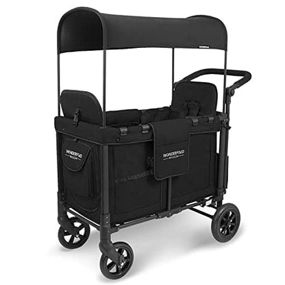 WONDERFOLD W2 – Coche Vagón Multifuncional para 2 Pasajeros, Plegable, con Toldo y Arnés de 5 Puntos
