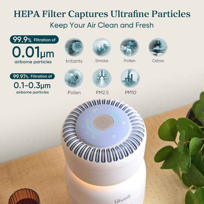 LEVOIT – Purificador de Aire para Habitación de Bebés | Máquina de Ruido Blanco + Luz Nocturna