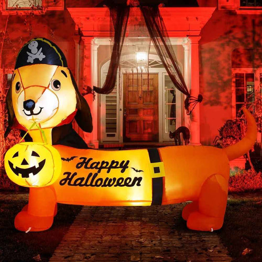 Perro Salchicha Inflable de Halloween | Decoración para Interior y Exterior | GOOSH