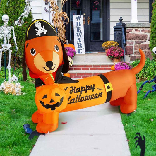 Perro Salchicha Inflable de Halloween | Decoración para Interior y Exterior | GOOSH